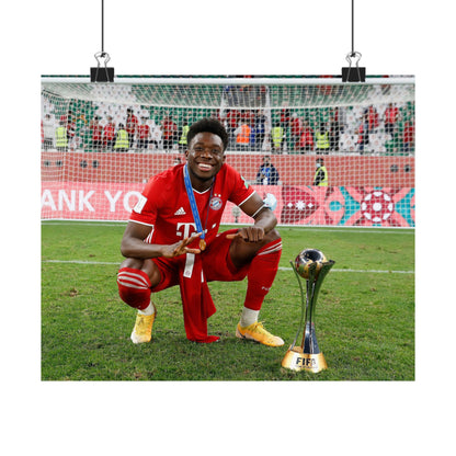 Alphonso Davies Posing With Club World Cup Trophy Bayern Munich Poster