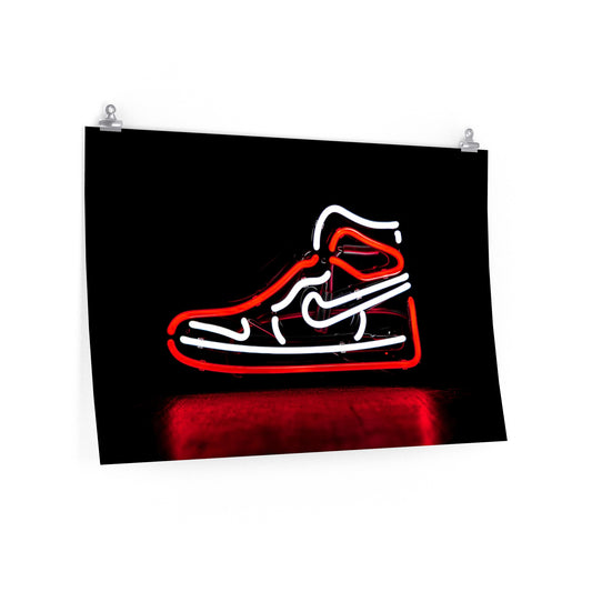 Air Jordan Retro 1 Neon Sign Red And White Poster
