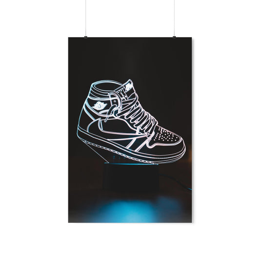 Air Jordan Retro 1s Travis Scott White Neon Sign Poster