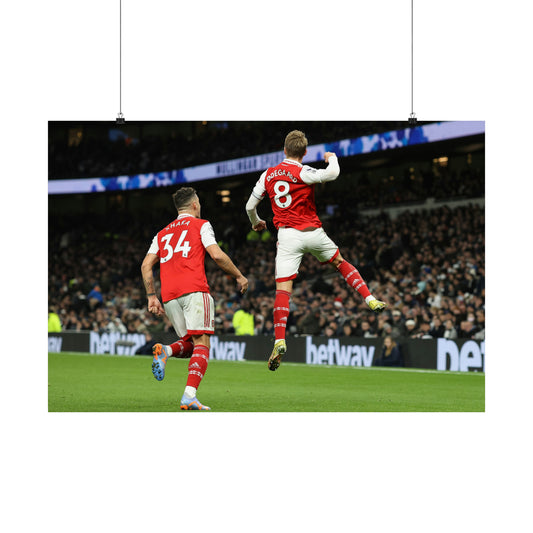 Martin Odegaard Celebrates Arsenal Goal With Granit Xhaka Poster