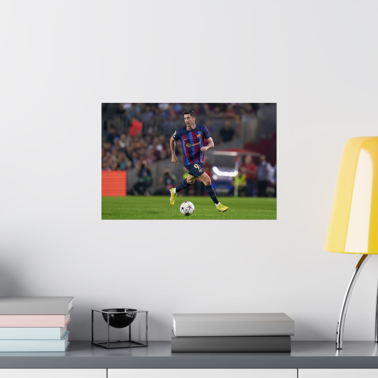 Robert Lewandowski Action Shot With Barcelona Poster