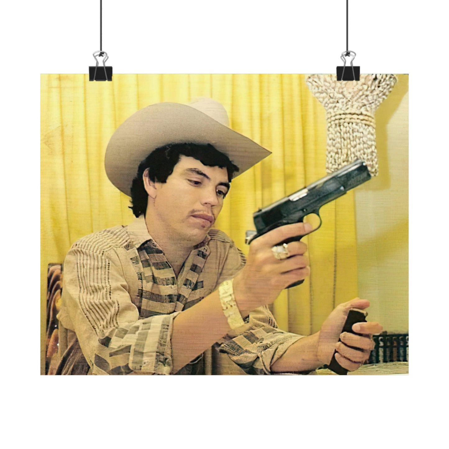 Chalino Sanchez Reloading His Pistol Poster