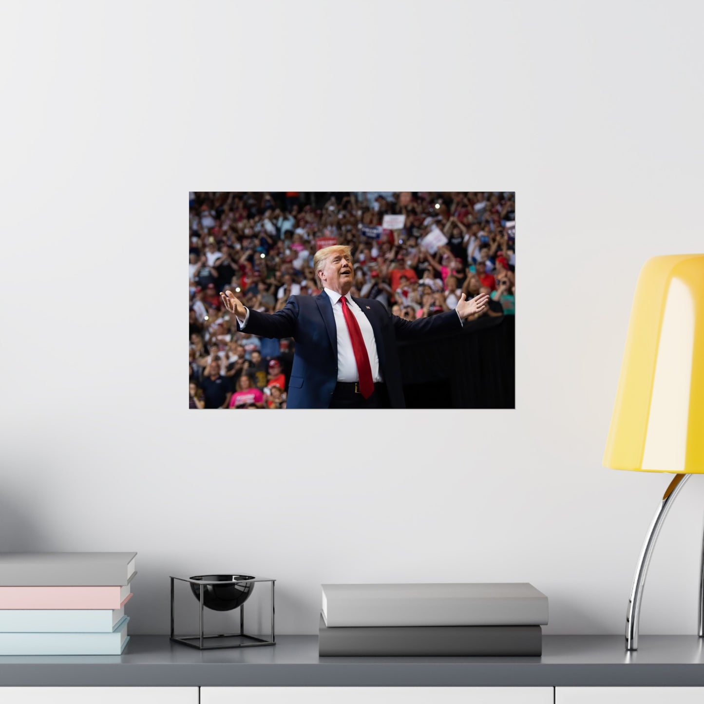 Donald Trump Arms Wide Gesture Towards Crowd Poster