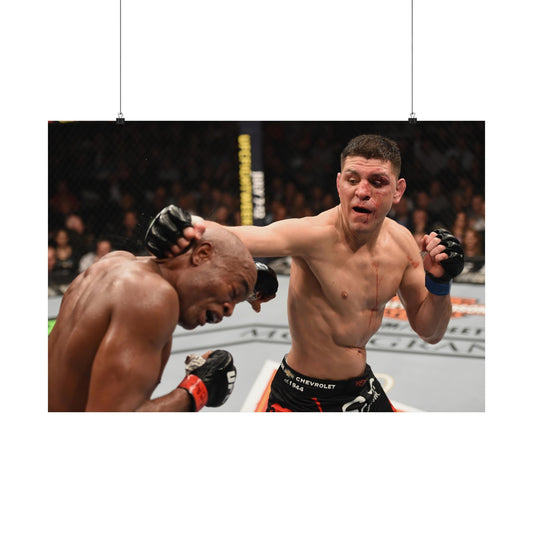 Nick Diaz Lands Right Hook On Anderson Silva Poster