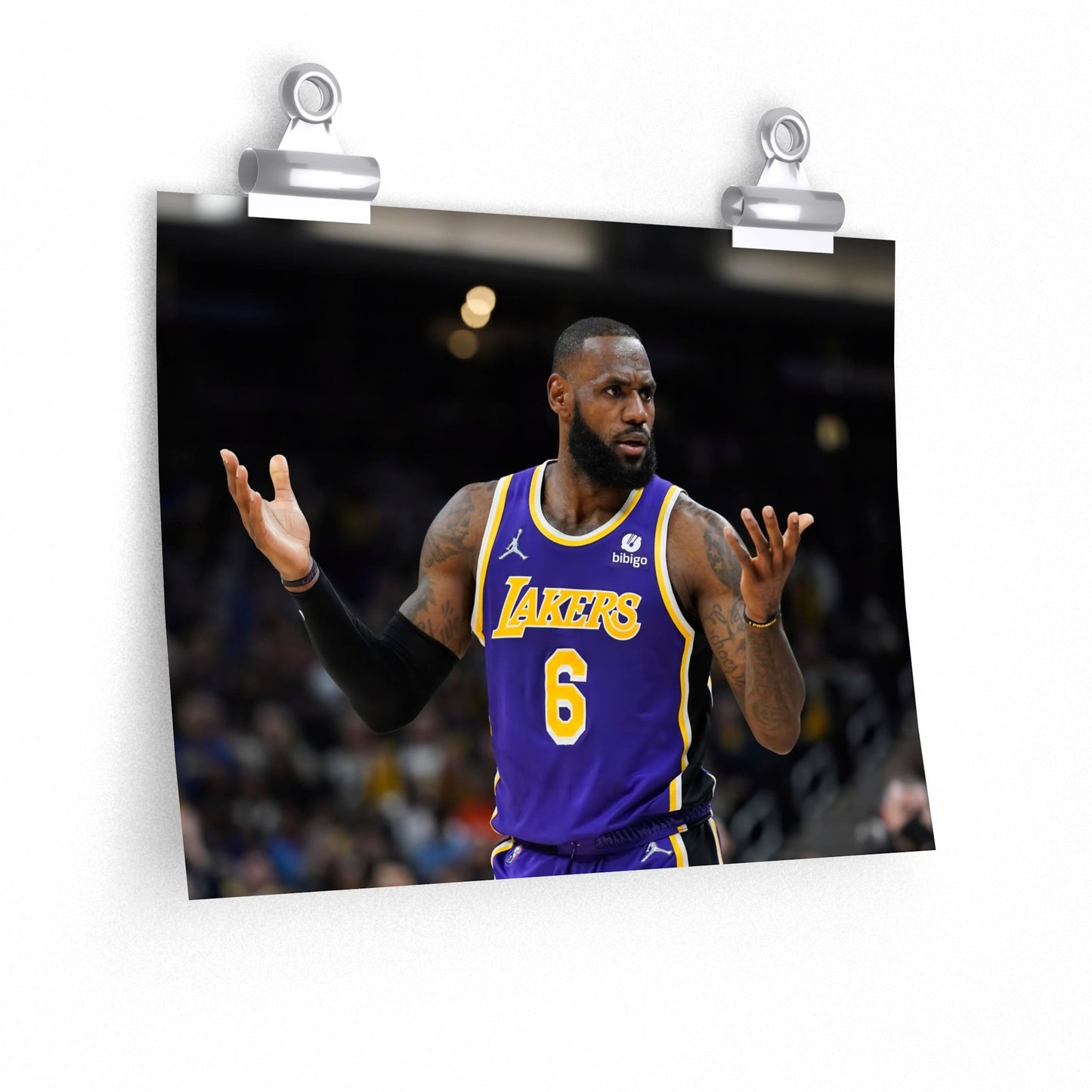 Lebron James Arms Questioning Gesture Los Angeles Lakers 6 Jersey Poster
