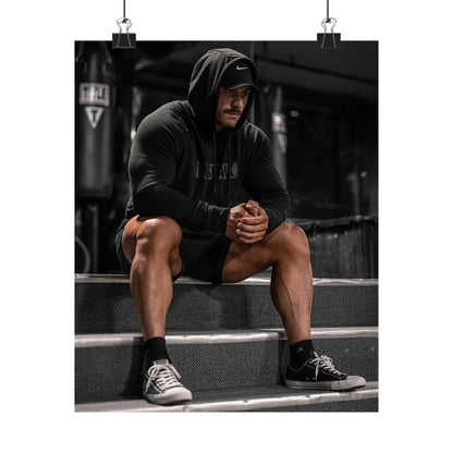 Chris Bumstead Resting In The Gym Poster
