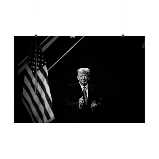 Donald Trump American Flag Black And White Poster