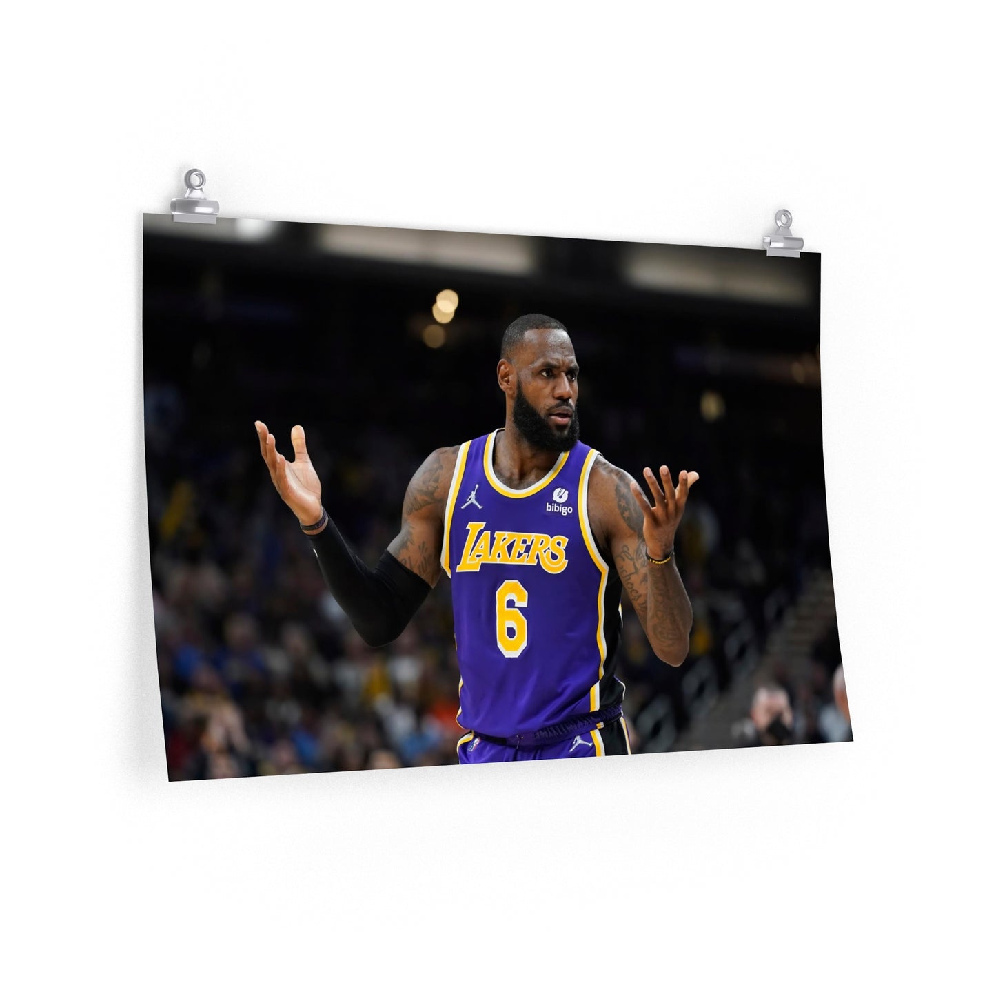 Lebron James Arms Questioning Gesture Los Angeles Lakers 6 Jersey Poster