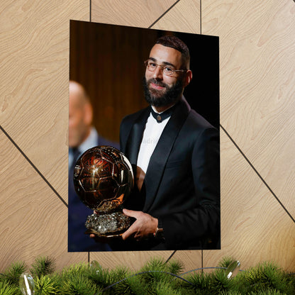 Karim Benzema Holding Ballon D'Or At Ceremony Poster