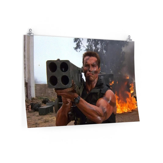 Arnold Schwarzenegger As John Matrix In Commando Using A Rocket Launcher Poster