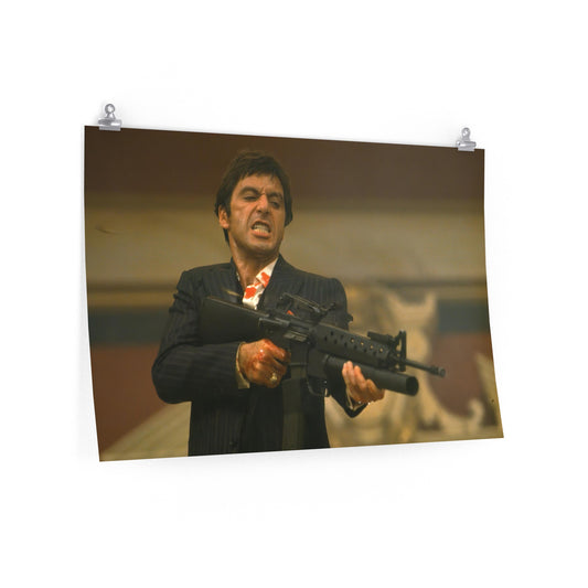 Tony Montana Scarface Movie Final Shoot Out M16 Scene Poster