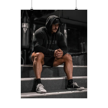 Chris Bumstead Resting In The Gym Poster