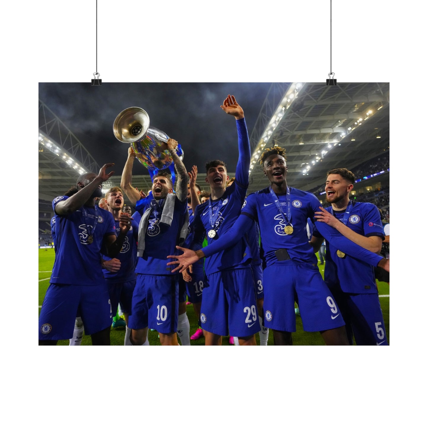 Chelsea Team Lift Champions League Trophy In Front Of Fans 2021 Poster