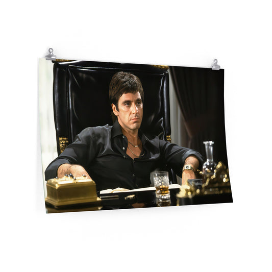 Tony Montana Sitting At His Desk In Scarface Movie Poster