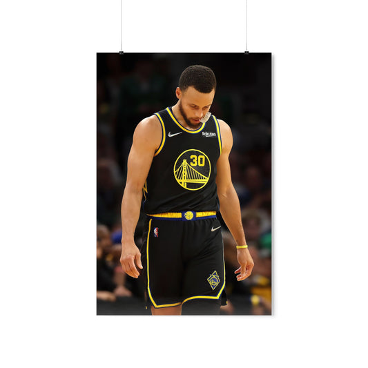 Stephen Curry Looking Down Full Black Golden State Warriors Kit Poster