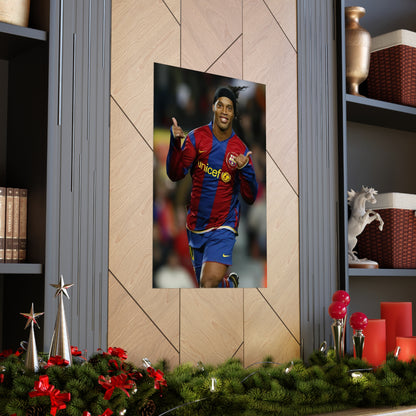 Ronaldinho Celebrating With Barcelona Poster