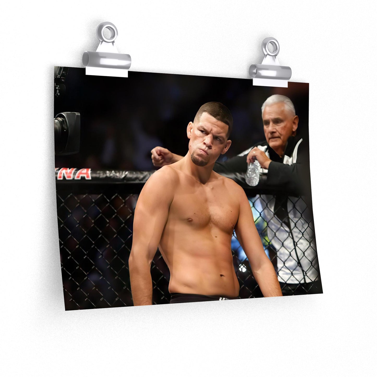 Nate Diaz In The Octagon As His Name Gets Announced Poster