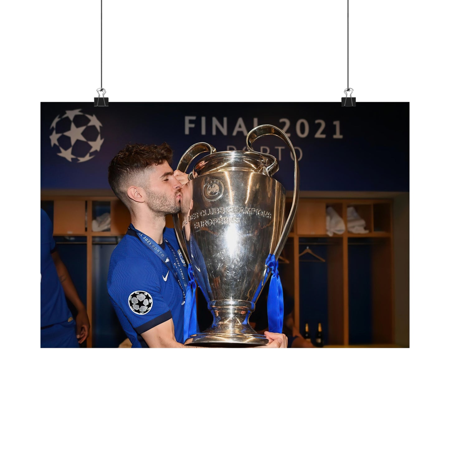 Christian Pulisic Kisses Champions League Trophy After Winning With Chelsea Poster