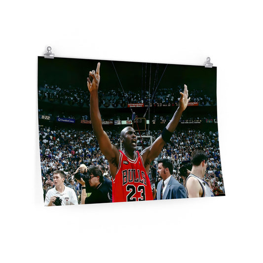 Michael Jordan Celebrates Sixth Championship Finals Win Chicago Bulls Red 23 Poster