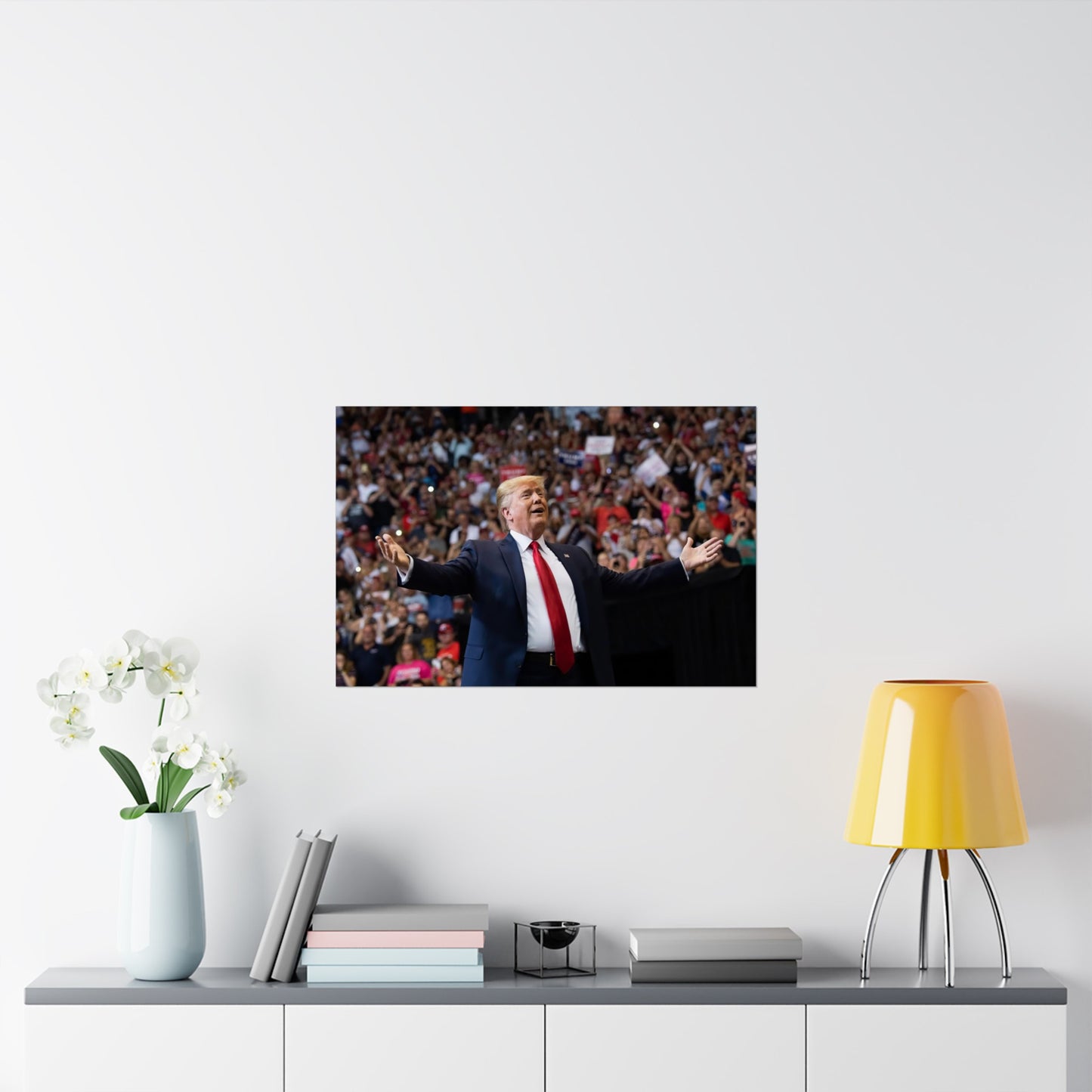 Donald Trump Arms Wide Gesture Towards Crowd Poster