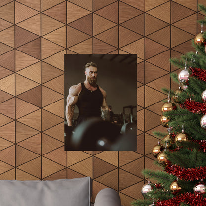 Mr Olympia Winner Chris Bumstead Working Out Poster