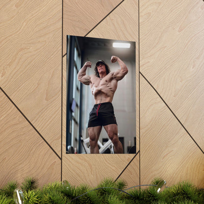 Sam Sulek Shirtless Double Bicep Pose Poster