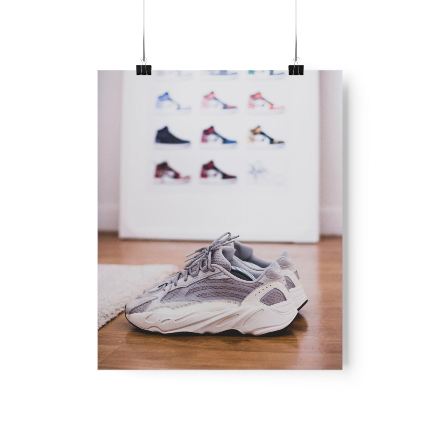 Adidas Yeezy Boost 700 V2 Static In Front Of Nike Retro 1 Art Poster