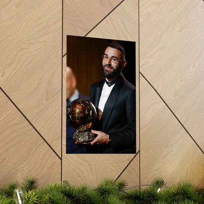Karim Benzema Holding Ballon D'Or At Ceremony Poster