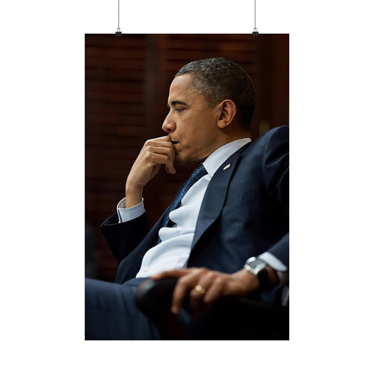 44th US President Barack Obama Pensive Side View Poster