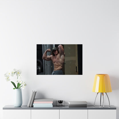 Fitness Influencer Sam Sulek Flexing In The Mirror Poster
