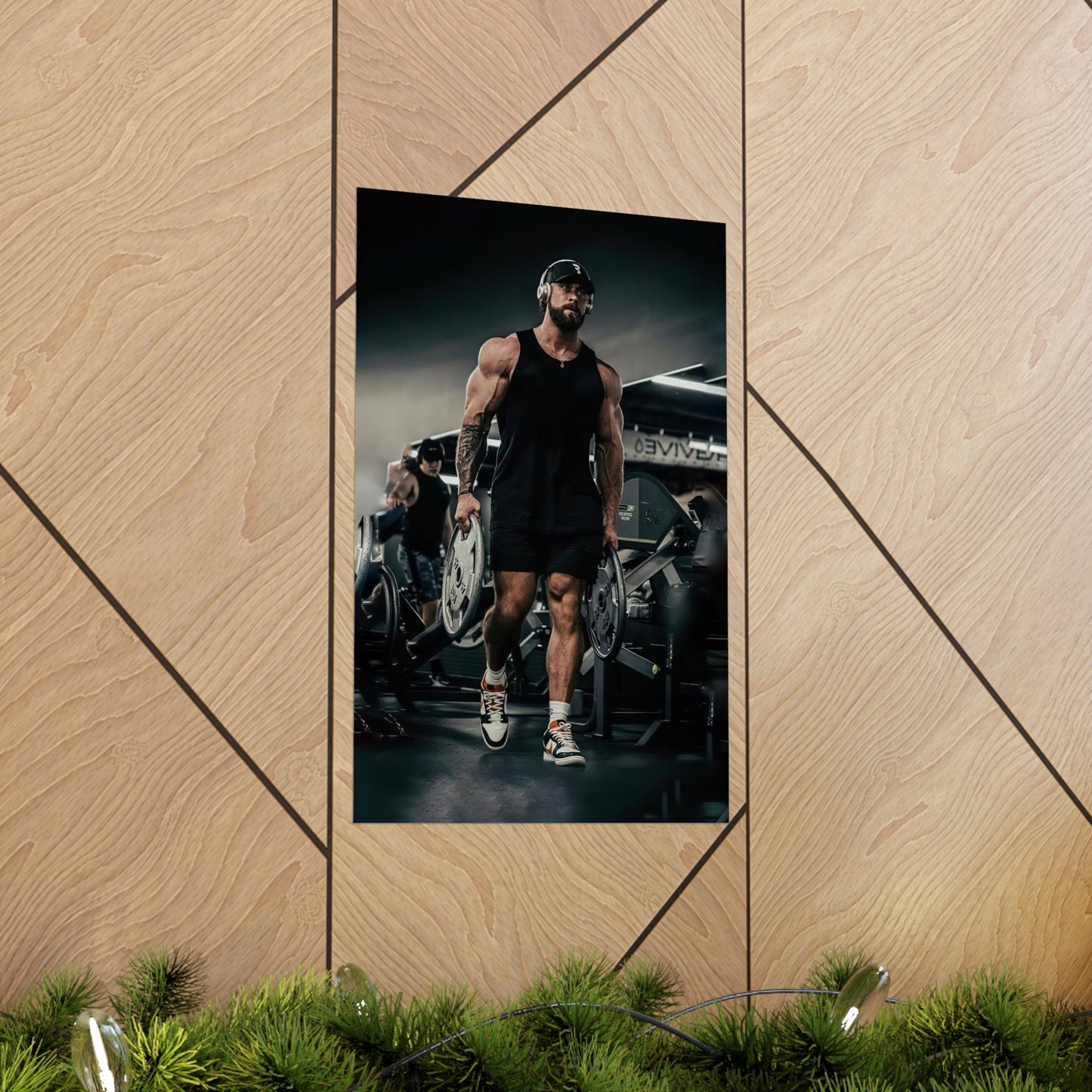 Chris Bumstead Carrying Plates In The Gym Poster