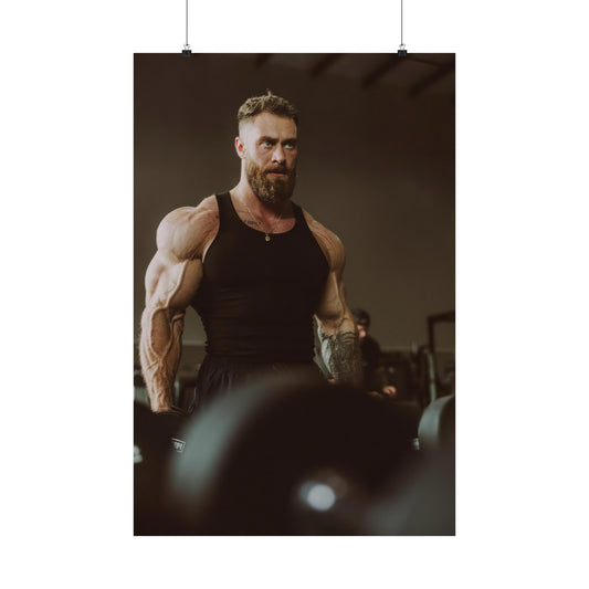 Mr Olympia Winner Chris Bumstead Working Out Poster