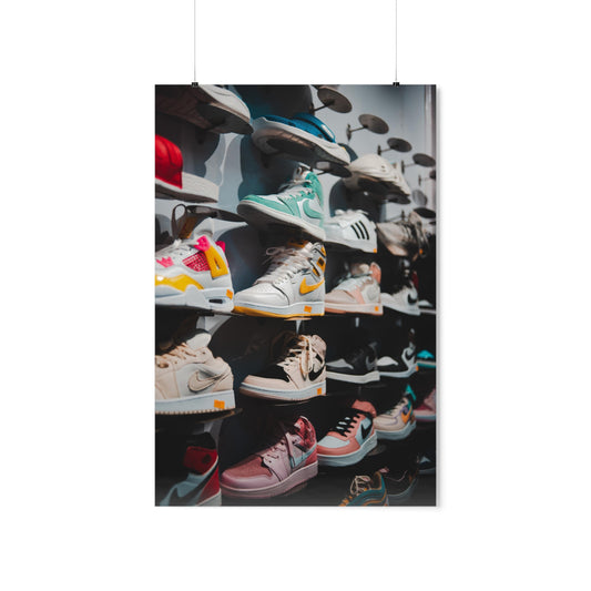 Sneakers On Shoe Store Wall Including Air Jordans Poster