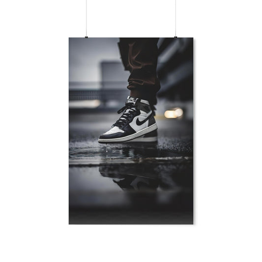 Air Jordan Retro 1s Reflected On Water On Feet Poster
