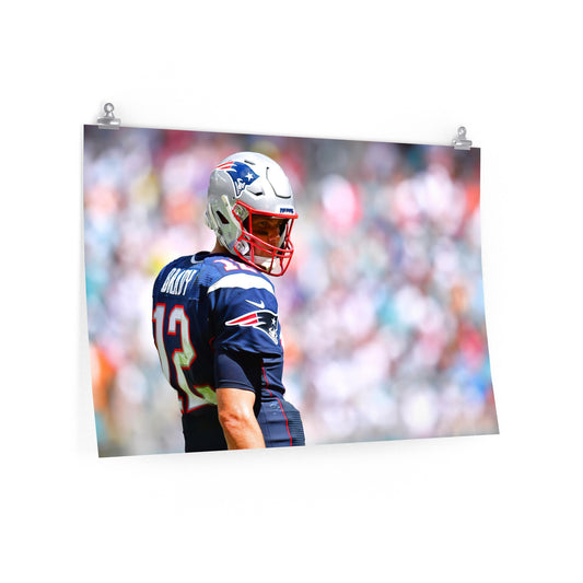 Tom Brady Looks To The Side Number 12 Patriots Jersey Poster