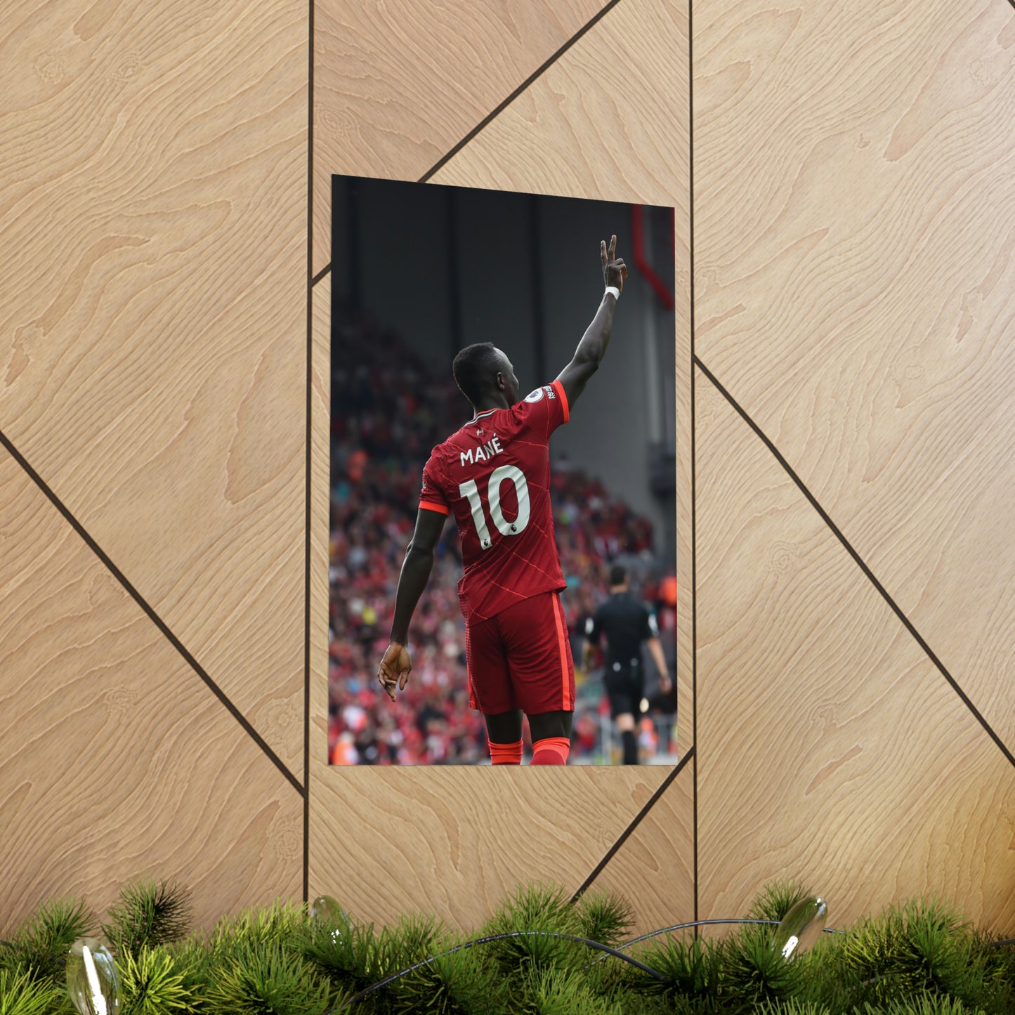 Sadio Mane Flashes Peace Sign In Liverpool Jersey Poster