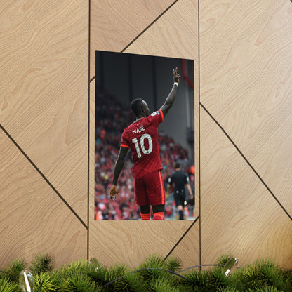 Sadio Mane Flashes Peace Sign In Liverpool Jersey Poster