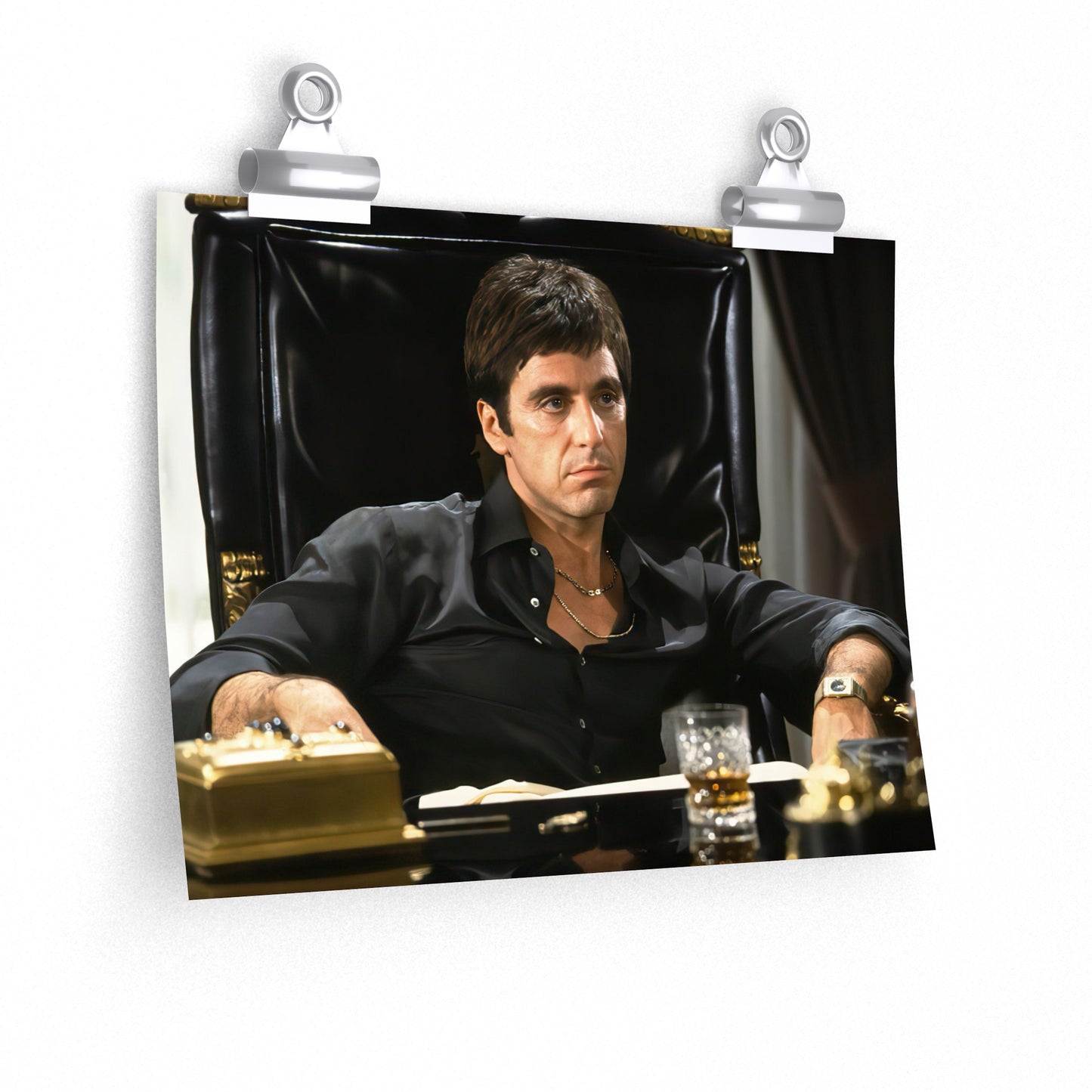 Tony Montana Sitting At His Desk In Scarface Movie Poster