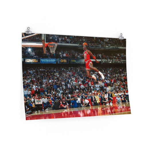 Michael Jordan Mid Air Dunk Chicago Bulls Red 23 Poster