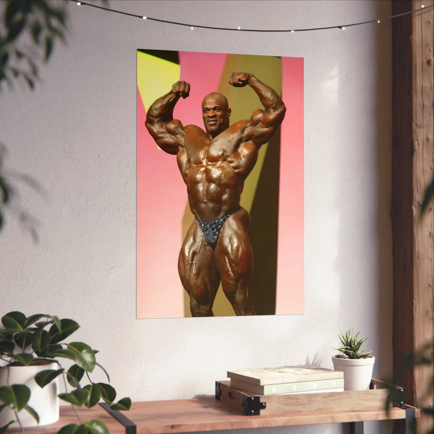 Ronnie Coleman Hits Double Bicep Pose Onstage Poster
