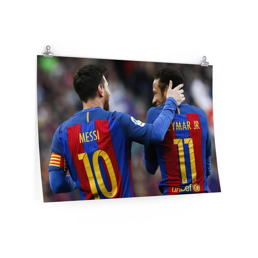 Lionel Messi And Neymar Jr Talk On The Field While Playing For Barcelona Poster